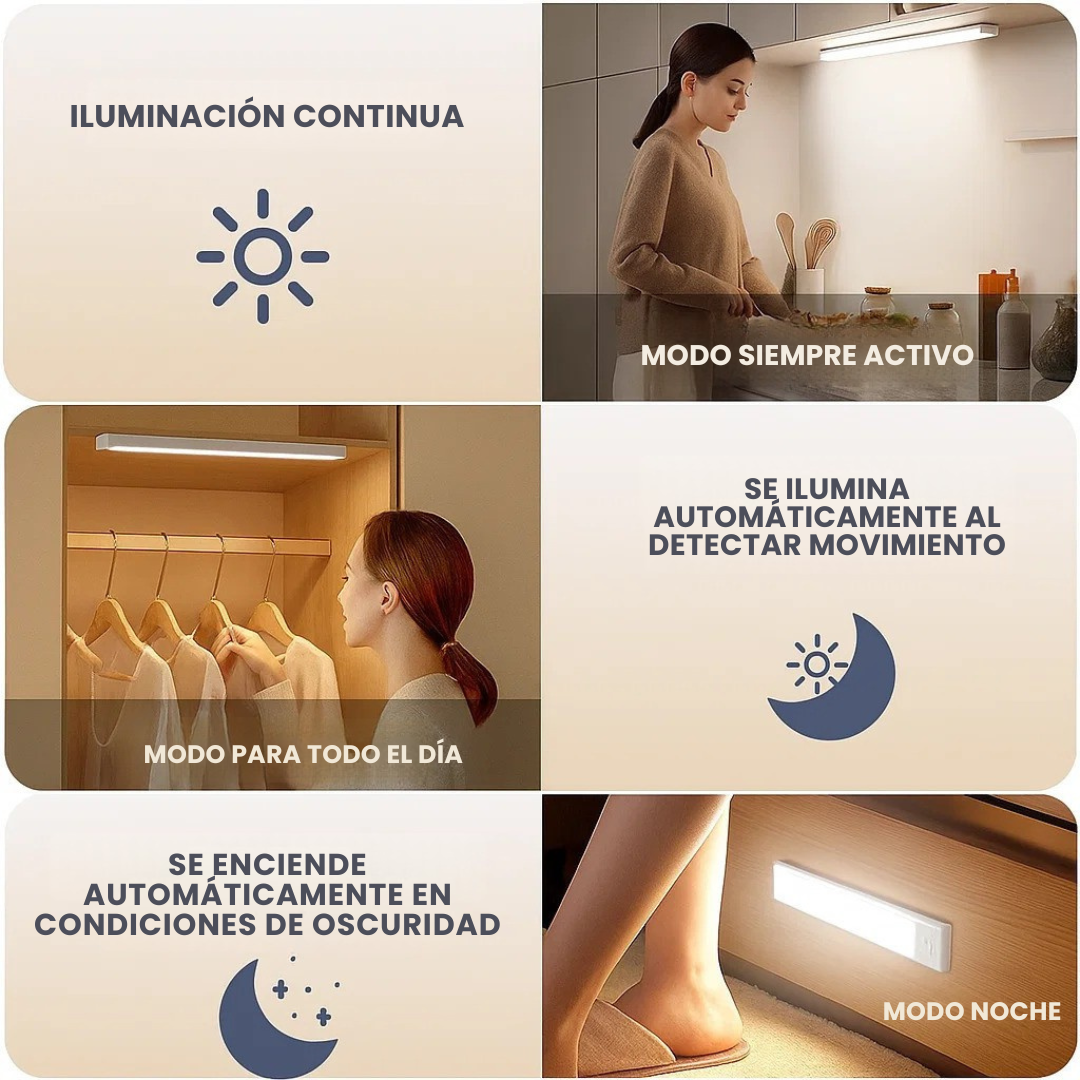 3×1 Barras de luz con sensor, luz inmediata sin esfuerzo