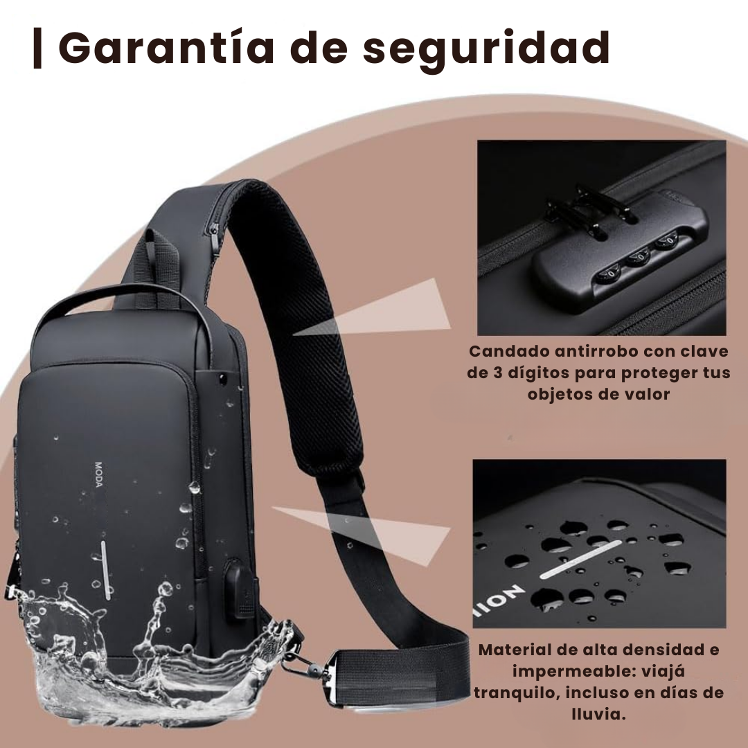 Combo Urban Pro: Morral Antirrobo + Power Bank + Tarjetero ¡De Regalo!