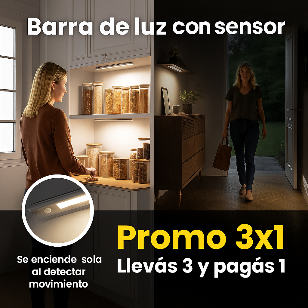 3×1 Barras de luz con sensor, luz inmediata sin esfuerzo
