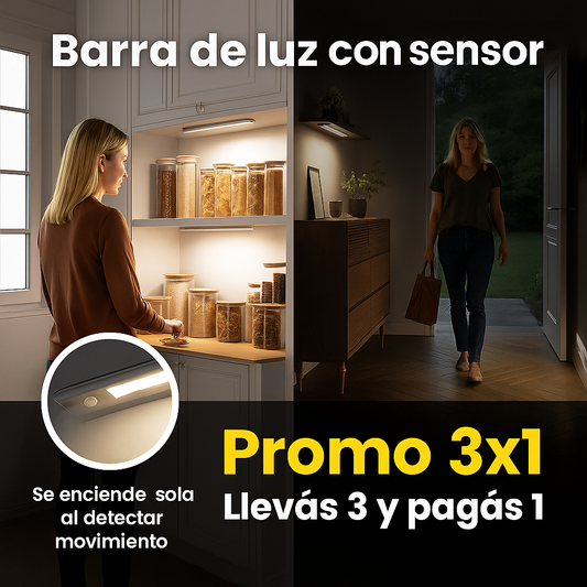 3×1 Barras de luz con sensor, luz inmediata sin esfuerzo