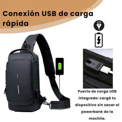 Combo Urban Pro: Morral Antirrobo + Power Bank + Tarjetero ¡De Regalo!